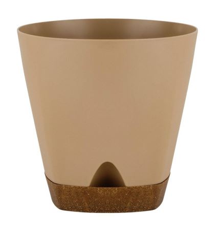 Горшок для цветов InGreen WOOD D140мм,1,35л с прикорневым поливом.молочный шоколад/бук